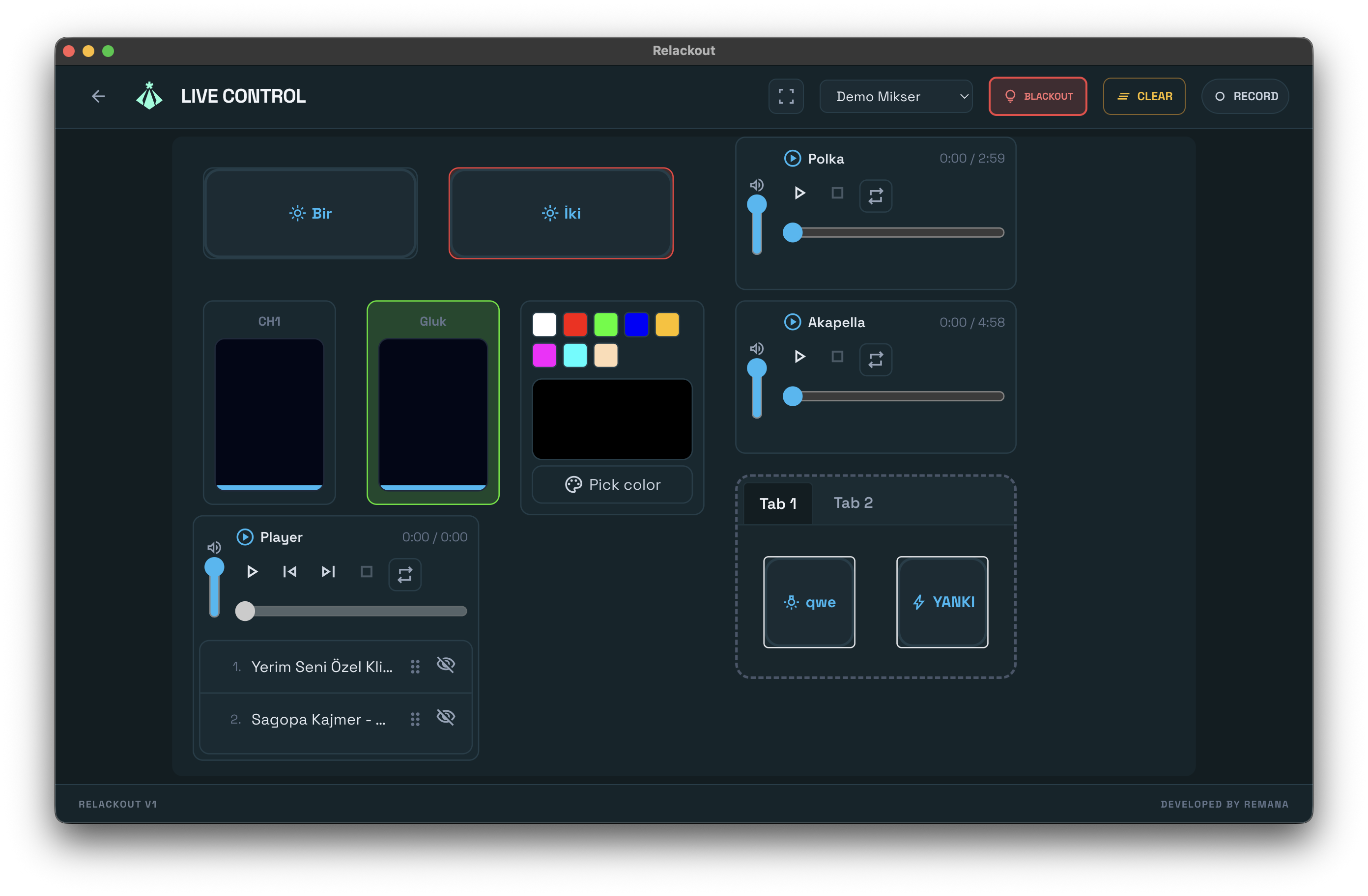 Cue stacks and live execution interface