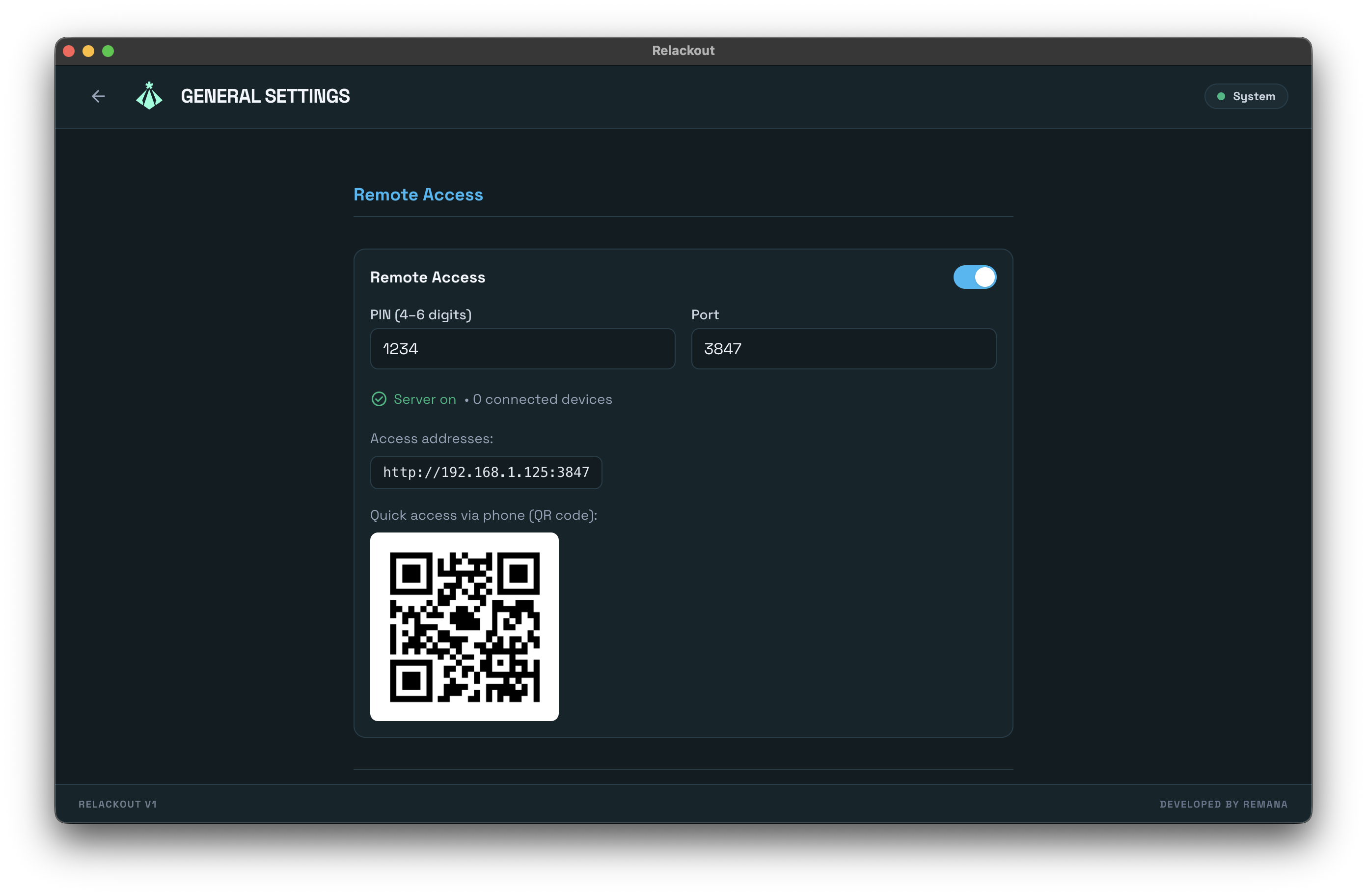 Relackout mobile remote